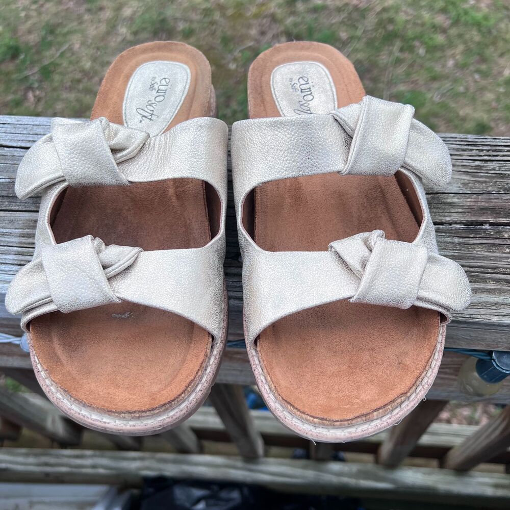 Euro Soft By Soft Golden Light Gold Women's Sandals Size 8 M Cork